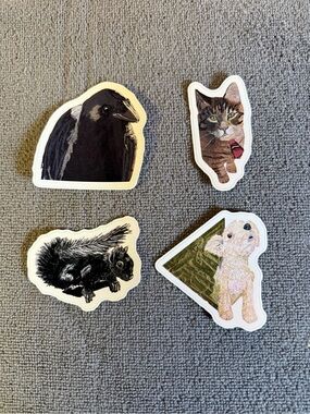 4 pack die cut stickers of Animals of Vancouver